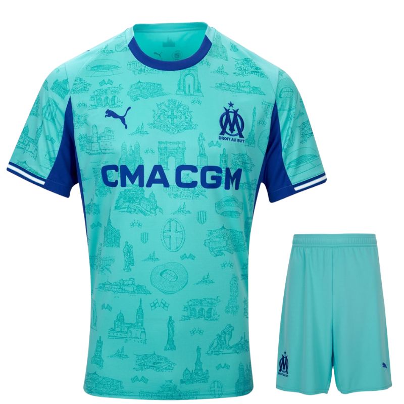 Maillot Kit Enfant Marseille Gardien Bleu 25/26 Maillot Kit Enfant Marseille Gardien Bleu 25/26