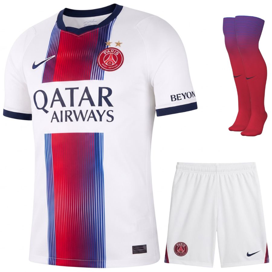 Maillot Kit Enfant PSG Extérieur 2026 2027 2 étoiles Camiseta del PSG para niño, equipación de visitante 2026-2027, 2 estrellas