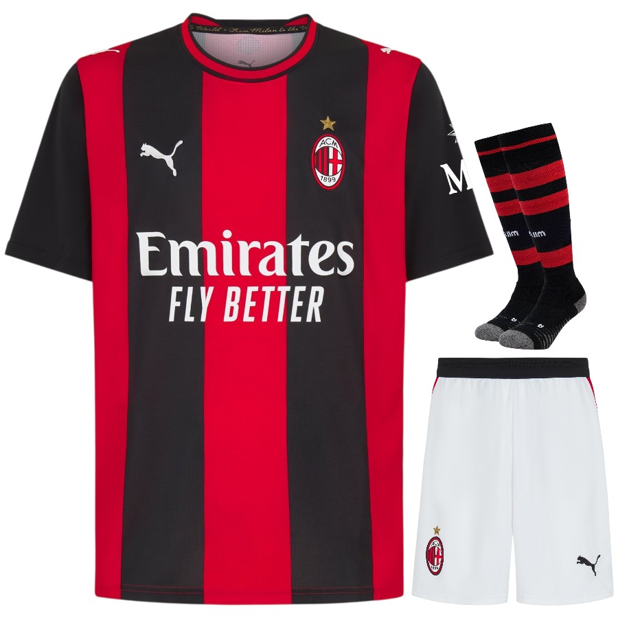 Maillot Milan AC Kit Enfant Domicile 2026 2027 Camiseta del AC Milan, equipación infantil para partidos en casa, temporada 2026-2027